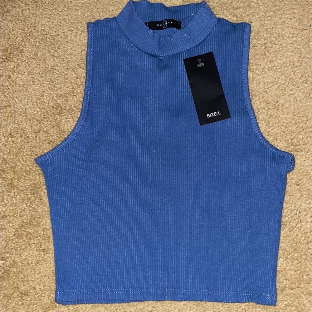 Seamless blue high neck tank